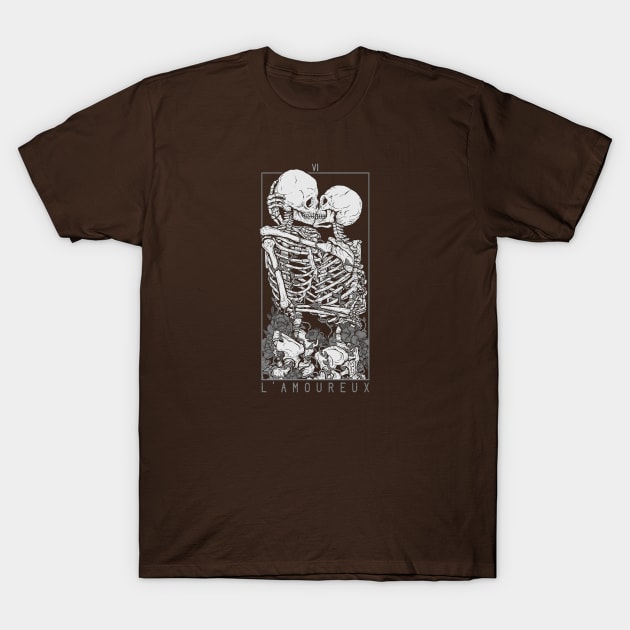 The Lovers-Skull Kisses Tarot Card T-Shirt by brandyparker9